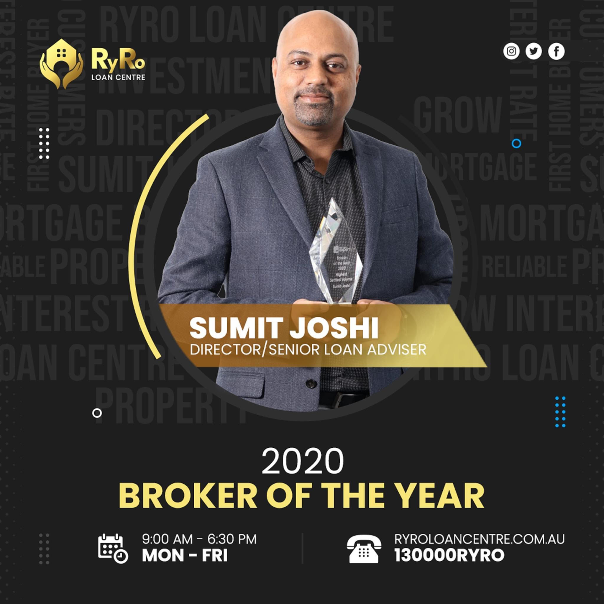 Sumit Joshi, Broker of the Year